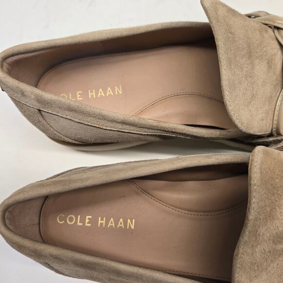 Cole Haan Grand 360 Size 9.5 Tan Suede Geneva Chain Loafer Flats with Lug Soles - Picture 8 of 10